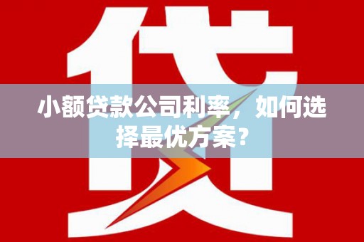 瓯海小额贷款公司利率，如何选择最优方案？
