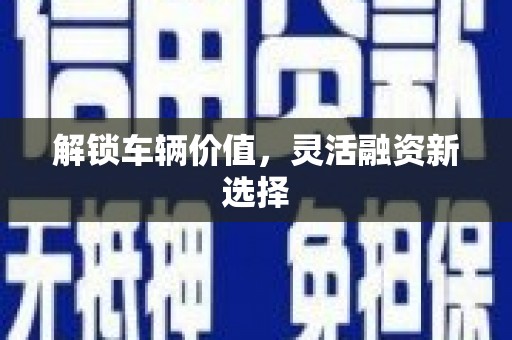 瓯海解锁车辆价值，灵活融资新选择