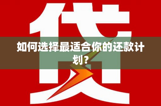 瓯海如何选择最适合你的还款计划？